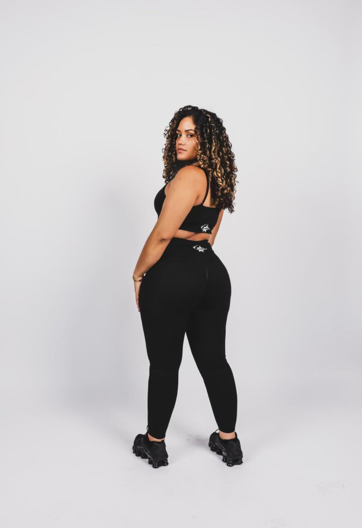 Hustle motive black womens leggings