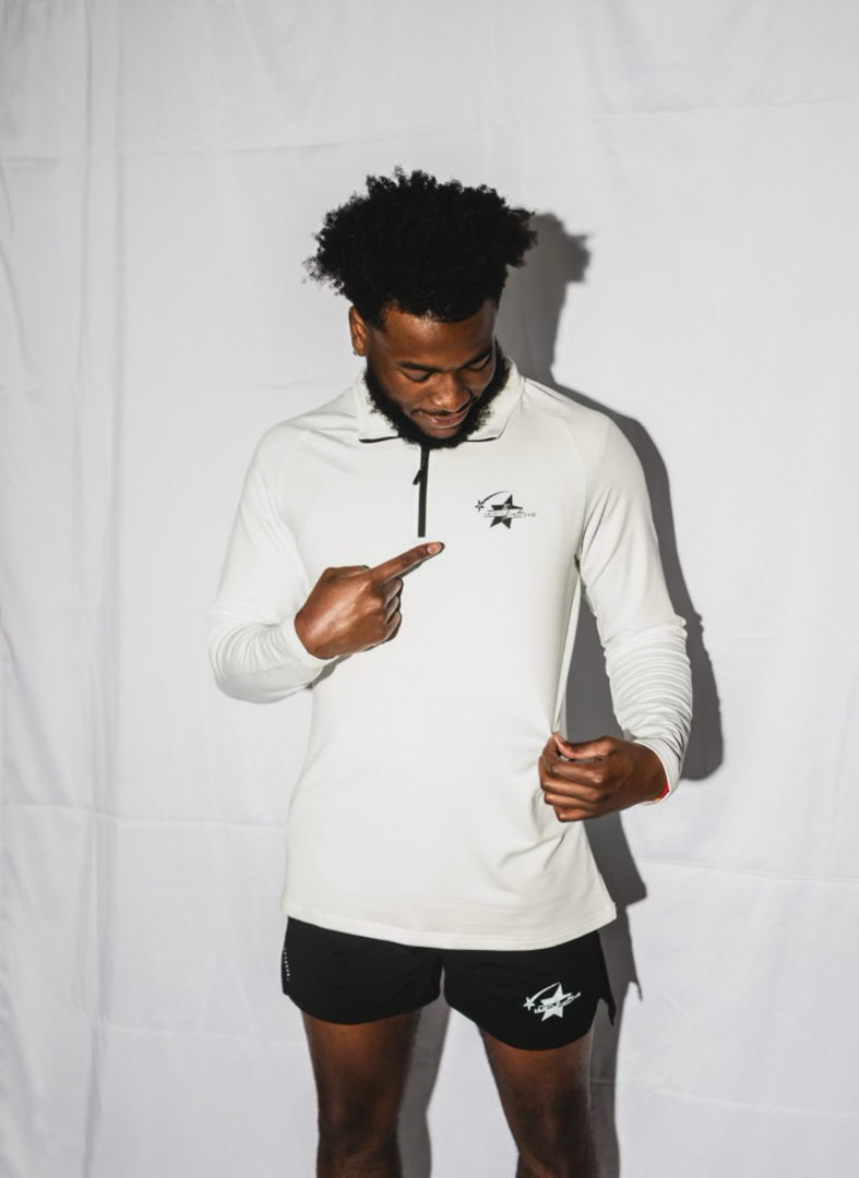 Hustle Motive White Quarter Zip